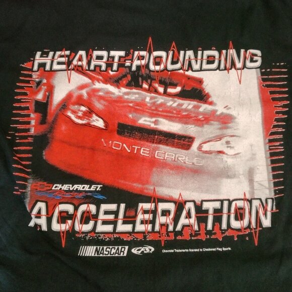 NASCAR Chevrolet Monte Carlo T Shirt XL Black Chevy Racing Race Heart Pounding - Picture 2 of 9